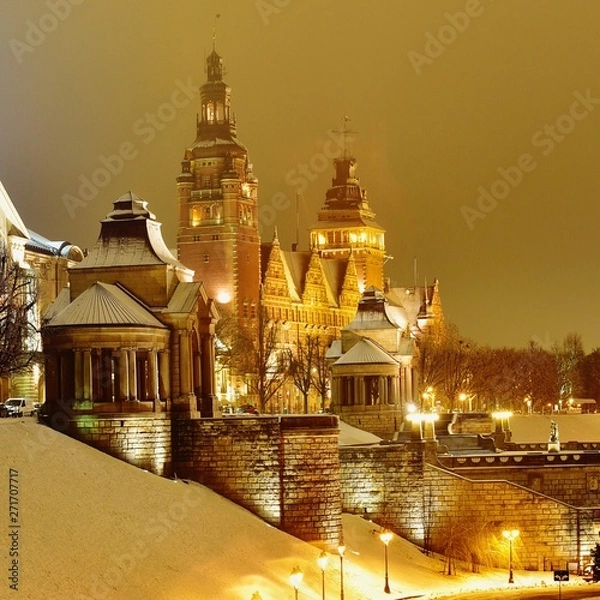 Obraz Szczecin in winter night