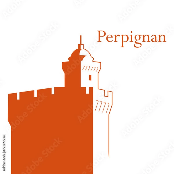 Fototapeta Castillet Perpignan vector illustration
