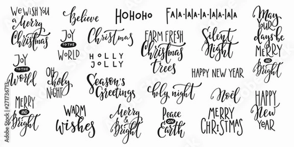Obraz Christmas new year lettering typography set