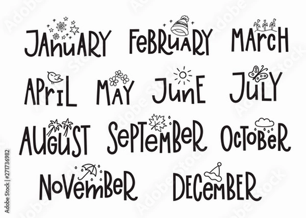 Obraz Months year calendar lettering typography