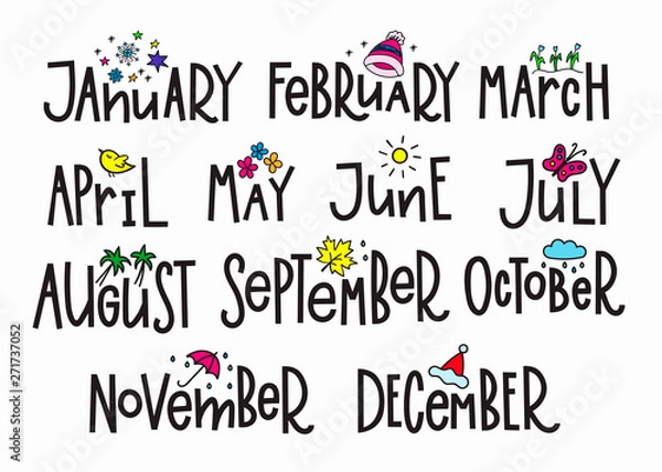 Obraz Months year calendar lettering typography