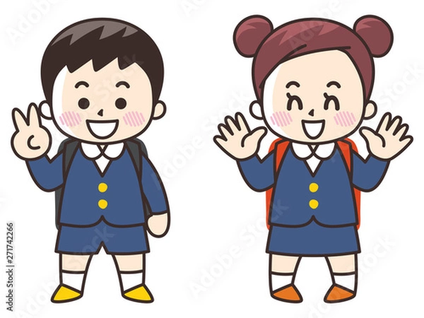 Fototapeta 小学生の男女