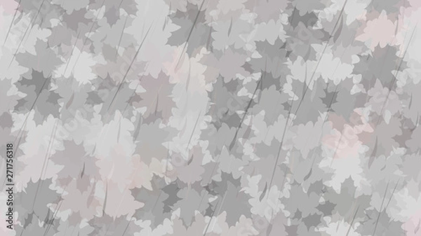 Fototapeta Flying maple leaves, raindrops. Autumn background. The idea of design of tiles, wallpaper, packaging, textiles, background.