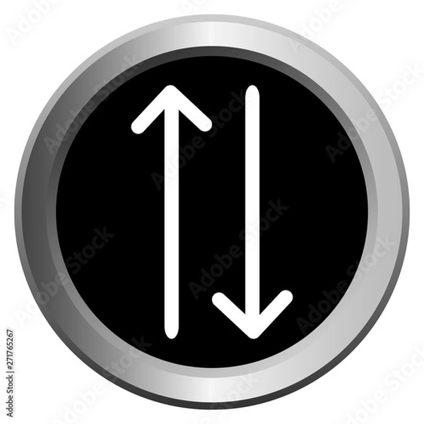 Fototapeta black with metal edging web buttons with two white arrows in different directions
