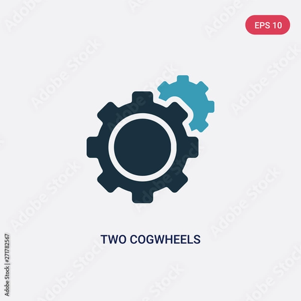 Obraz two color two cogwheels vector icon from mechanicons concept. isolated blue two cogwheels vector sign symbol can be use for web, mobile and logo. eps 10