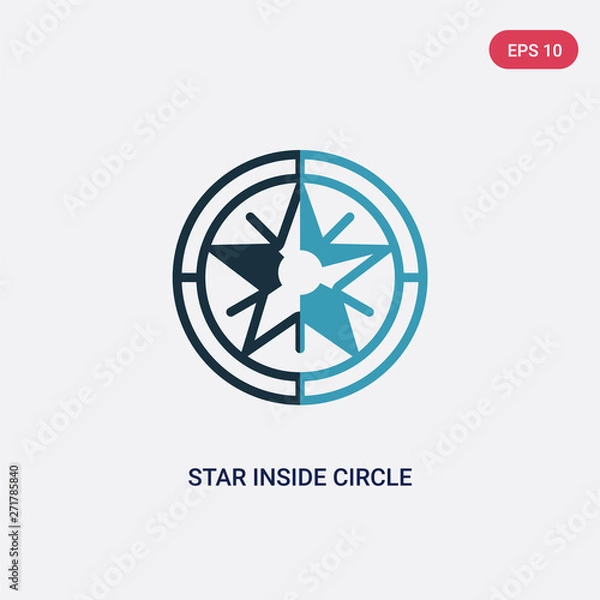 Fototapeta two color star inside circle vector icon from nautical concept. isolated blue star inside circle vector sign symbol can be use for web, mobile and logo. eps 10