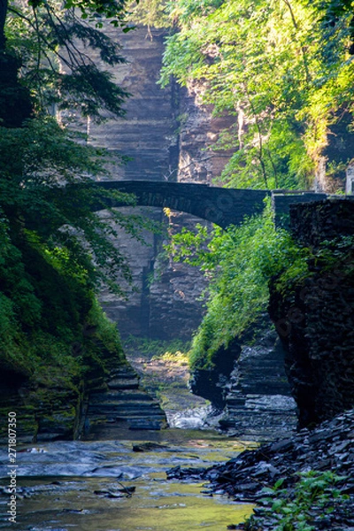 Fototapeta Stone Bridge at Treman Park at Dawn