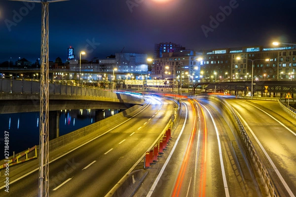 Obraz traffic in the city at night