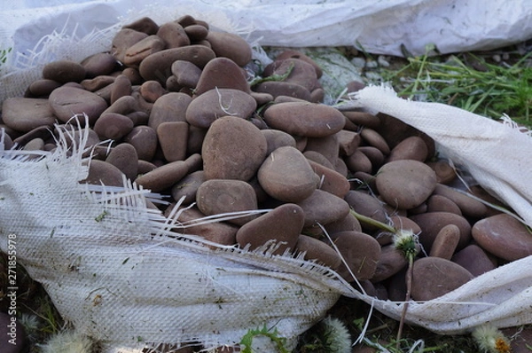 Obraz red pebbles in a bag