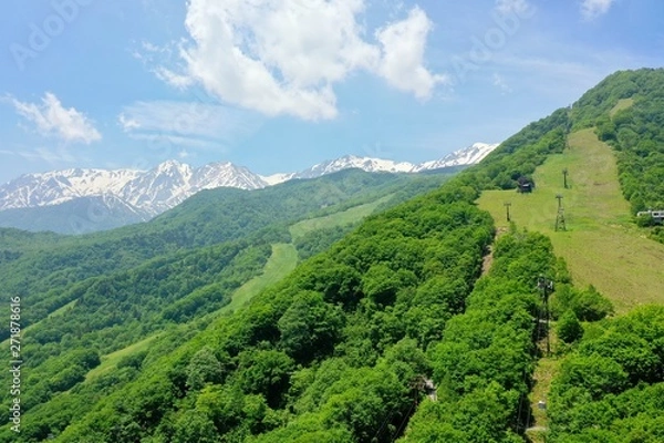 Obraz 日本の観光名所の栂池高原を空撮