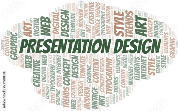 Obraz Presentation Design word cloud. Wordcloud made with text only.