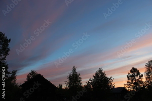 Obraz Белая ночь над карельской деревней