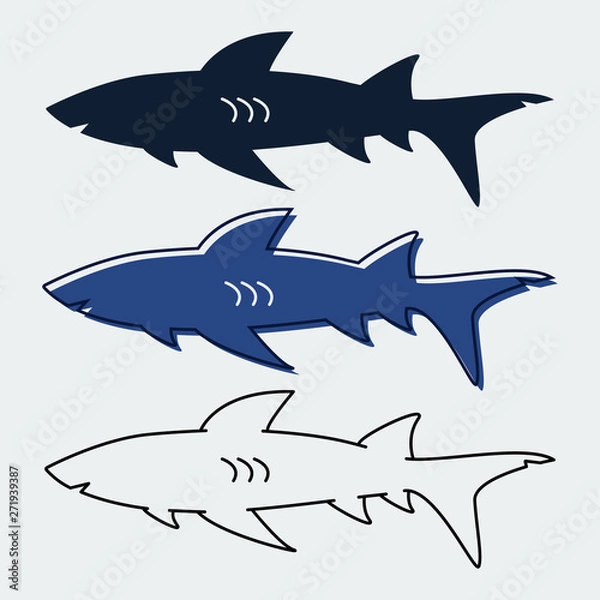 Fototapeta Set of Sharks icon.For web design.Vector Illustration