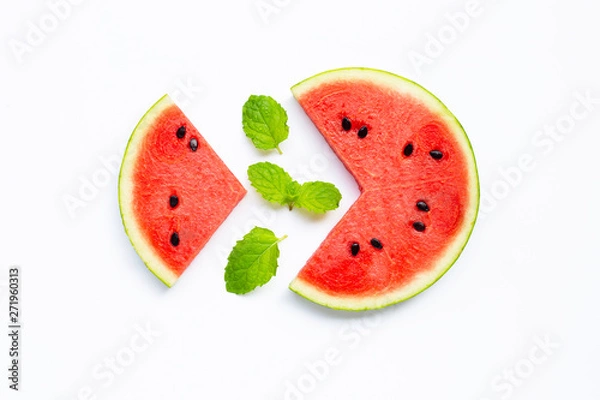 Fototapeta Slices of watermelon isolated on white background.