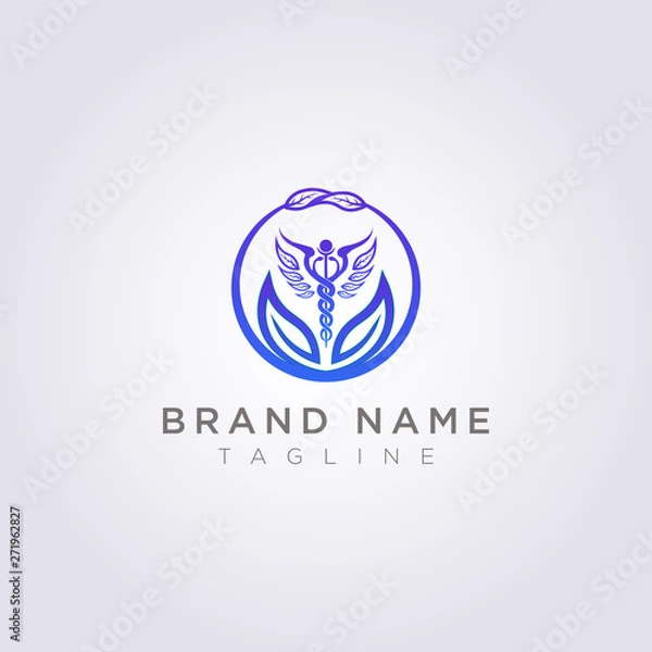 Fototapeta Design a logo with a combination of circles, leaves and health symbols for your business or brand