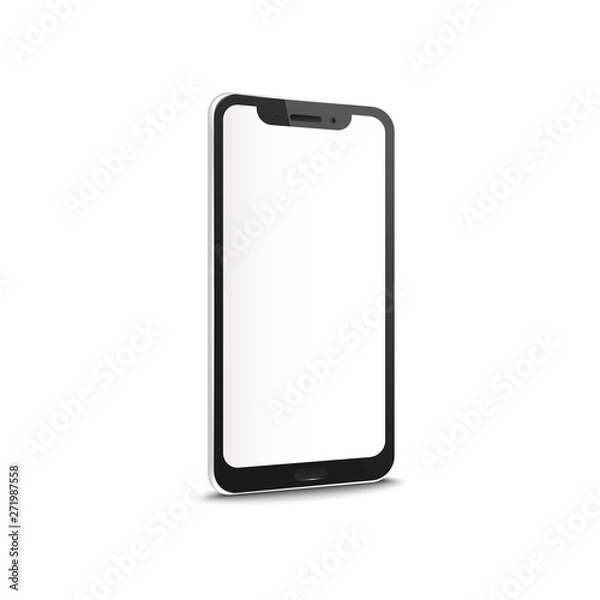 Fototapeta Mobile smartphone with blank screen vector mockup isolated on white background.