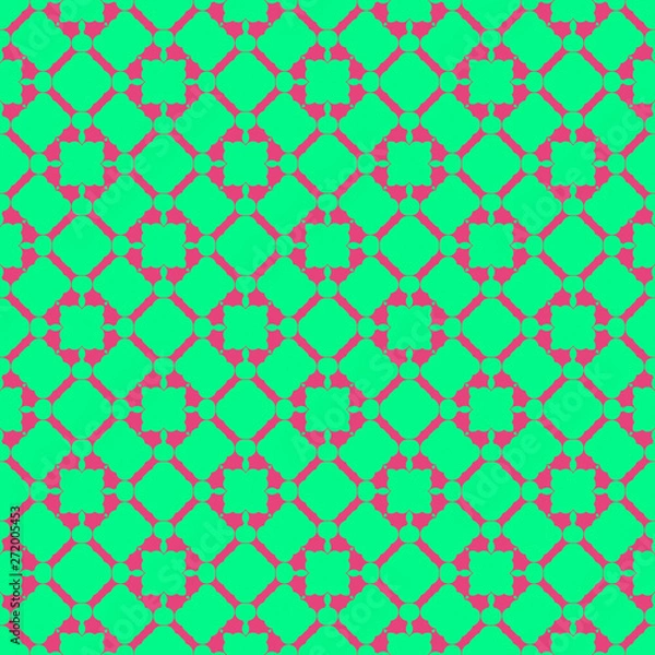 Fototapeta Beauty spring simple pattern with green and pink ornament