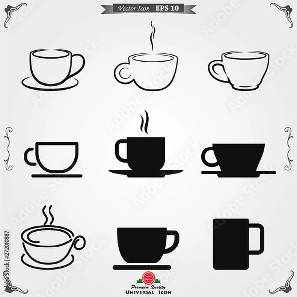 Fototapeta Coffee cup icon. Coffee drink vector symbol stock web illustration.
