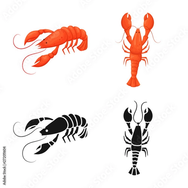 Fototapeta Vector illustration of appetizer and ocean icon. Collection of appetizer and delicacy stock symbol for web.
