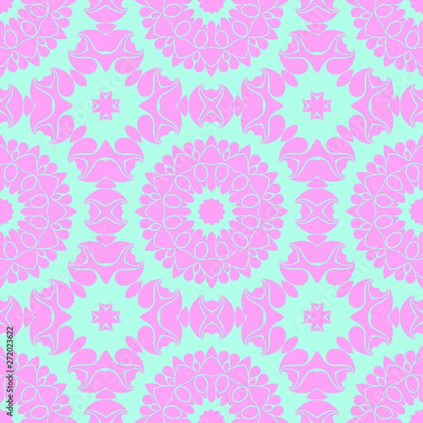 Fototapeta Pink and blue simple pattern with geometric form