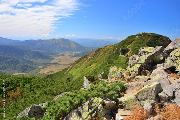 Fototapeta 尾瀬の主峰燧ケ岳から望む尾瀬ヶ原