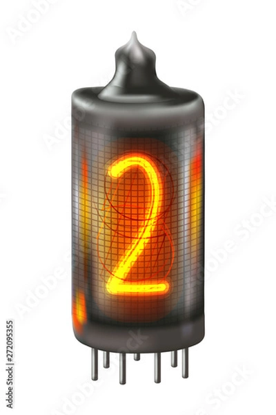 Fototapeta Tube indicator lamp with number 2 lit up.