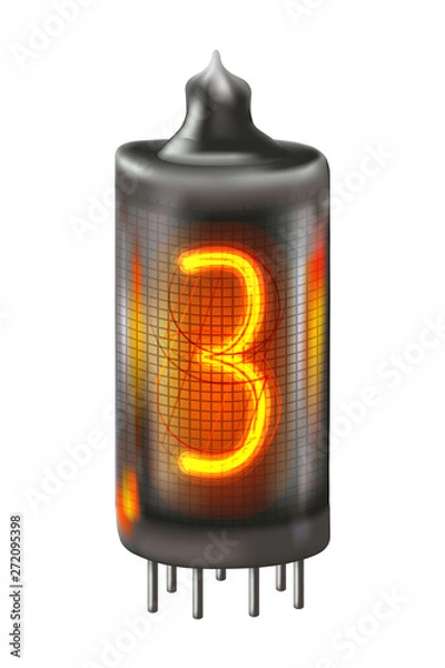 Fototapeta Tube indicator lamp with number 3 lit up.