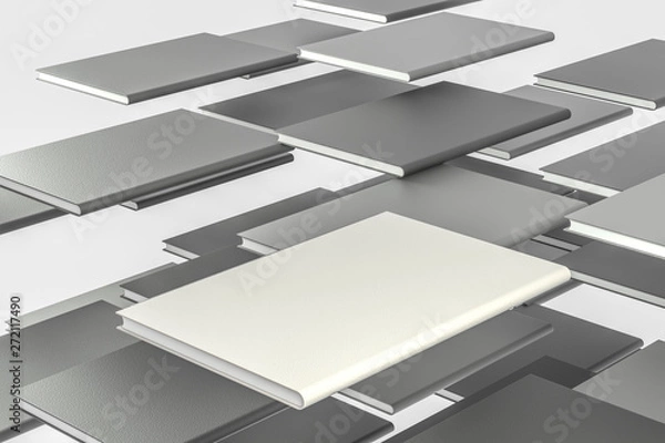 Fototapeta The organized hard cover notebooks, 3d rendering.