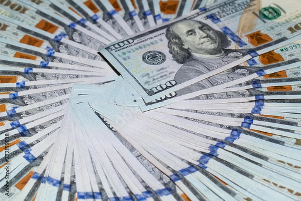 Obraz A lot of dollar bills laid out in a circle