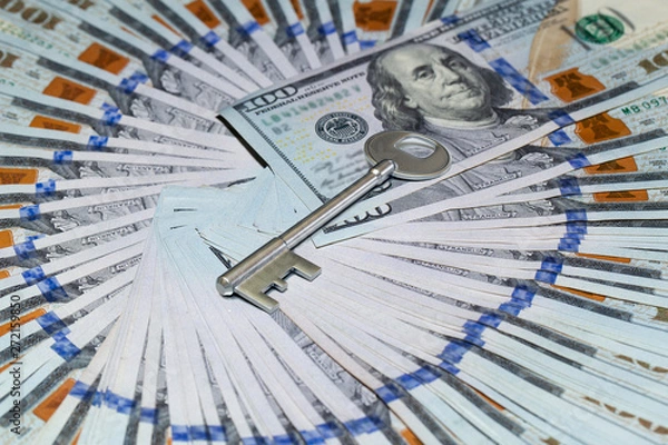 Obraz A lot of dollar bills laid out in a circle