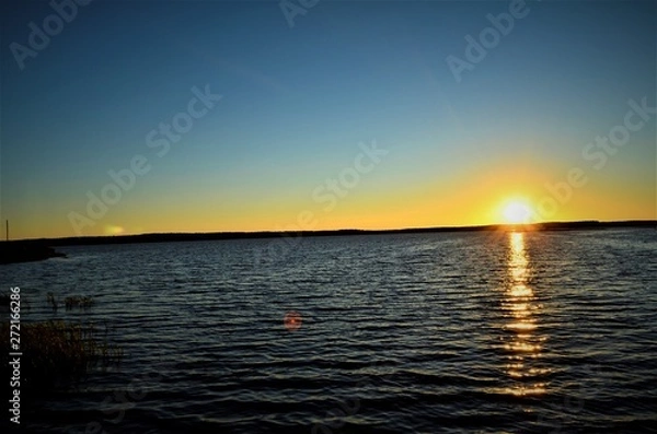 Obraz summer sunset on the river