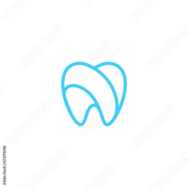 Fototapeta Modern Unique Tooth Dental Health Icon Logo with Blue Color for Pediatric Dentistry Family Dentist and High End Look