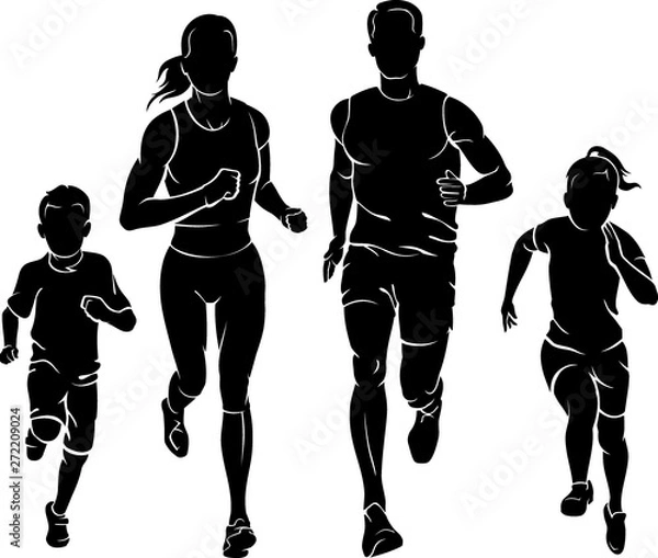 Obraz Family Fun Run Silhouette