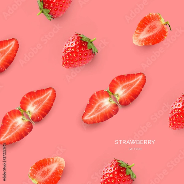 Fototapeta Creative layout made of strawberry. Flat lay. Food concept. Macro concept.