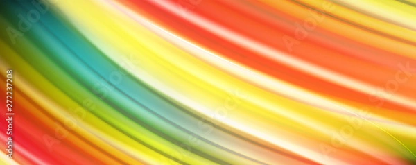 Fototapeta Abstract wave lines fluid rainbow style color stripes on black background. Artistic illustration for presentation, app wallpaper, banner or poster