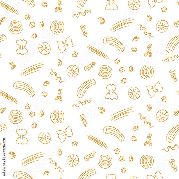 Obraz Pasta outlined sketched seamless pattern background.
