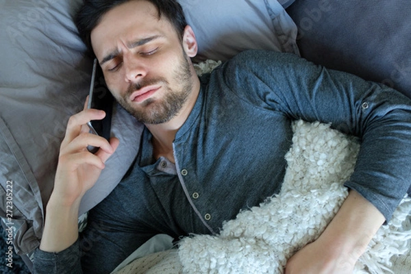 Obraz Sick man calling by phone