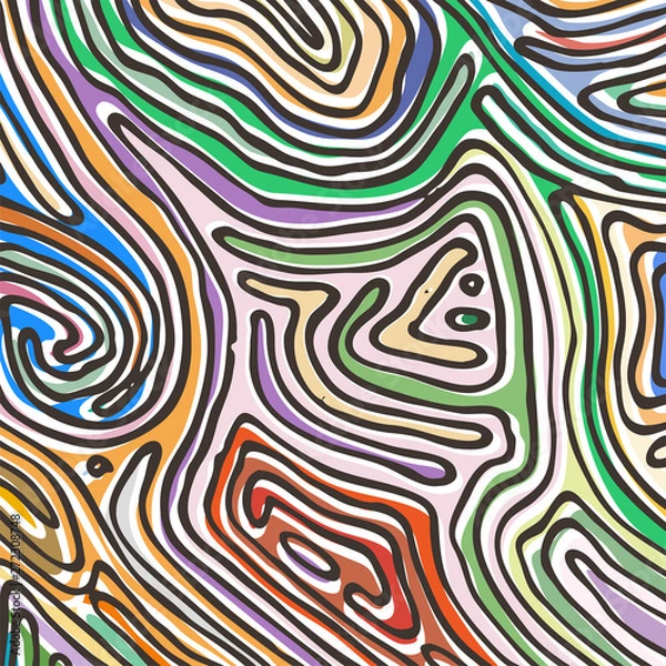 Fototapeta Vector color pattern, curved lines, black and white grunge background