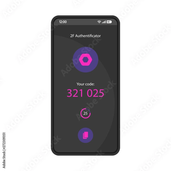 Fototapeta 2F authenticator smartphone interface vector template
