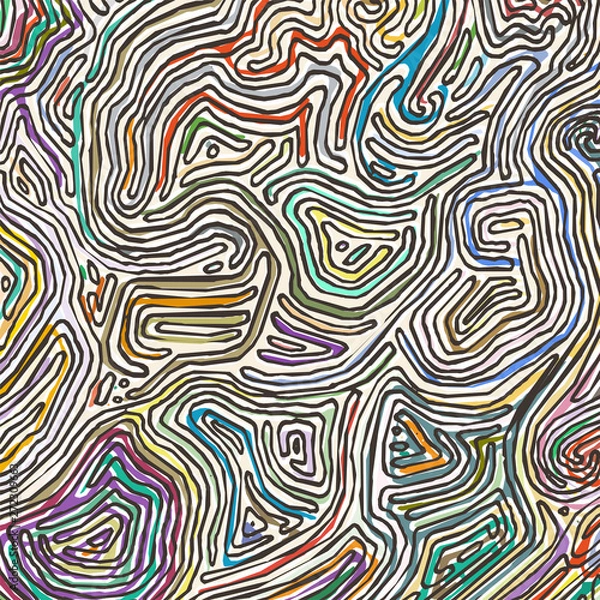 Fototapeta Vector color pattern, curved lines, black and white grunge background