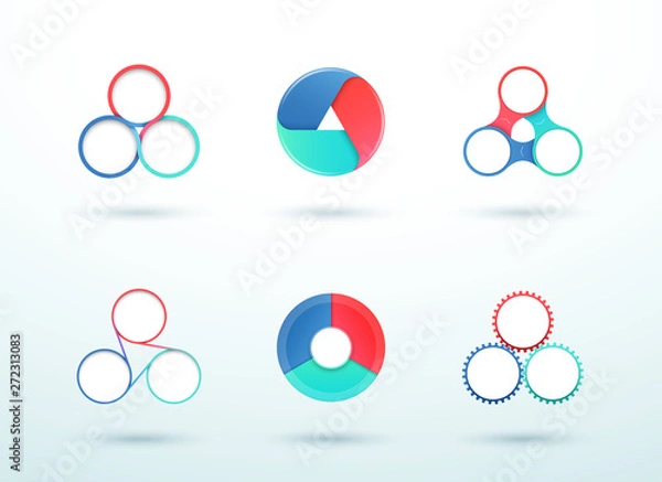 Obraz 3 Point Connected Circle Cycle Diagram Vector Set