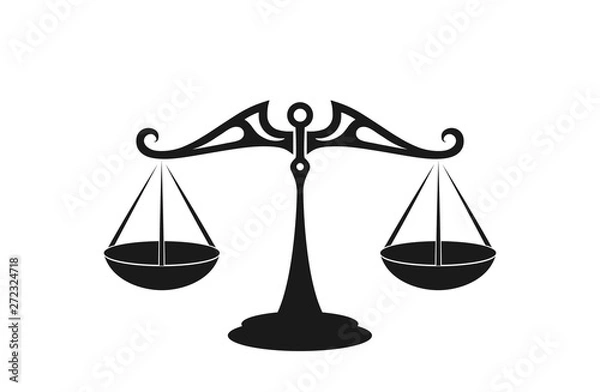 Obraz balance scales icon. isolated silhouette image, balance and justice symbol