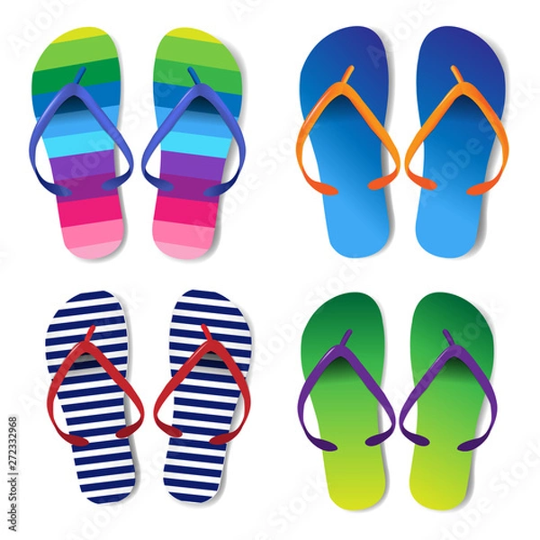 Fototapeta Summer Colorful Flip Flops Set