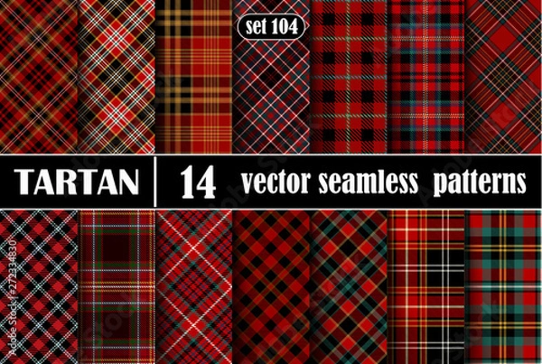 Obraz Zestaw wzór czerwony tartan