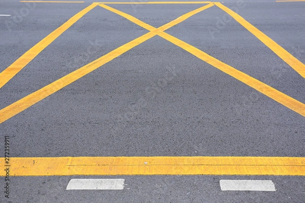 Obraz Yellow diagonal hazard stripes on the road