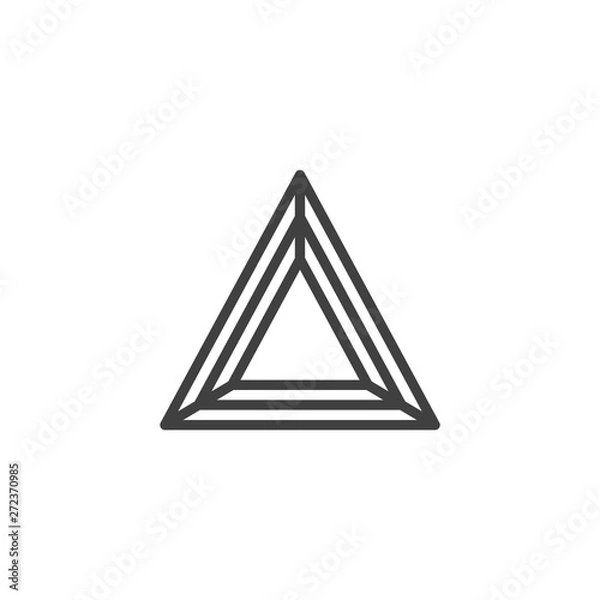 Fototapeta Triangular gemstone line icon. Precious stone linear style sign for mobile concept and web design. Triangle diamond outline vector icon. Symbol, logo illustration. Vector graphics