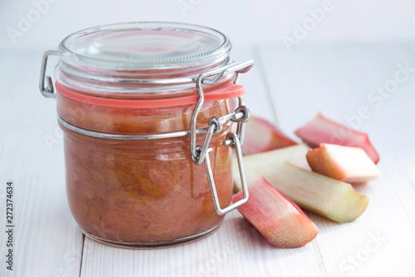 Obraz Rhubarb jam in a glass jar