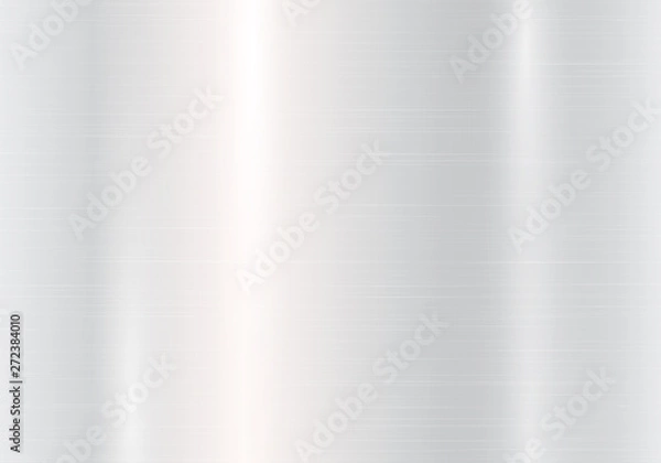 Fototapeta Srebrne tło z jasnym efektem świetlnym i metaliczną teksturą. Ilustracji wektorowych