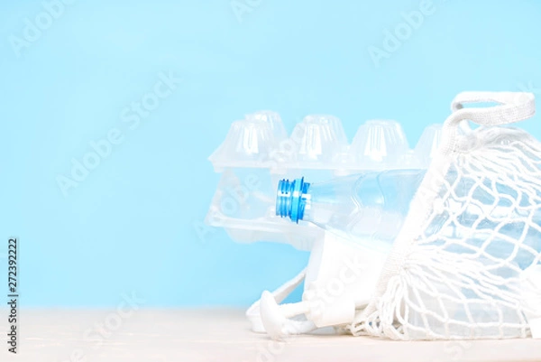 Fototapeta polyethylene plastic  on blue background