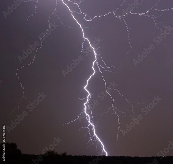 Obraz Nocturnal Summery Berlin Thunderstorm Lightnings of July 5, 2015, Germany